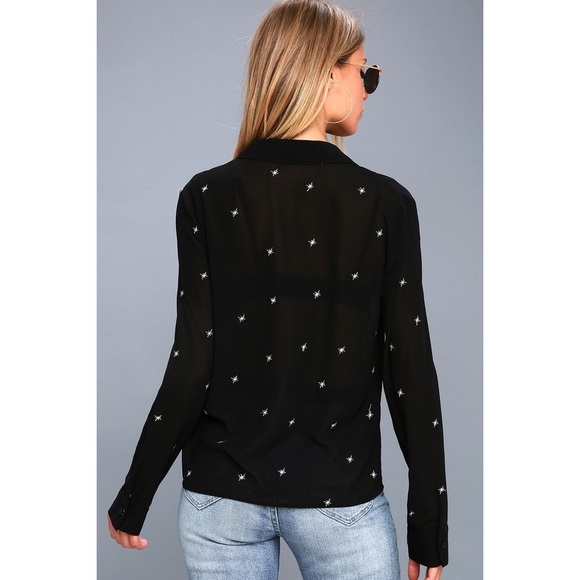 Asher Embroidered Black Long Sleeve Top - Picture 3 of 4